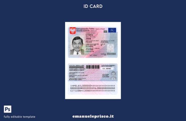 modello presente della carta d'identità della Polonia in stile verificato